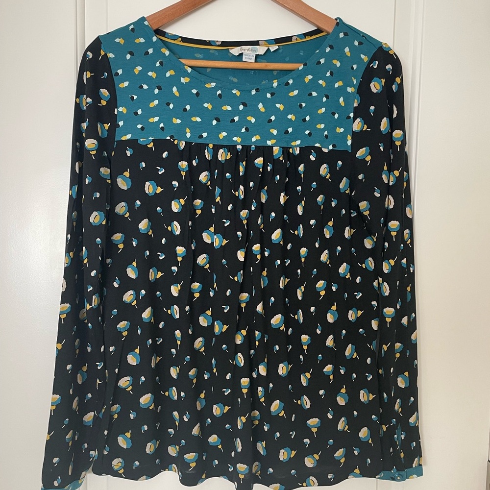Boden Teal and Black Women's Blouse